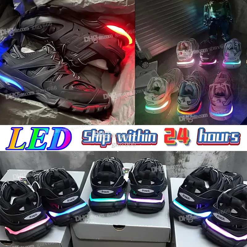 LED Tracks 3.0 Track Sneakers Damesheren Trainers Luxe Casual schoen Hoodie Tess.S. Gomma Leather All Blacks White Nylon Gedrukte platformschoenen