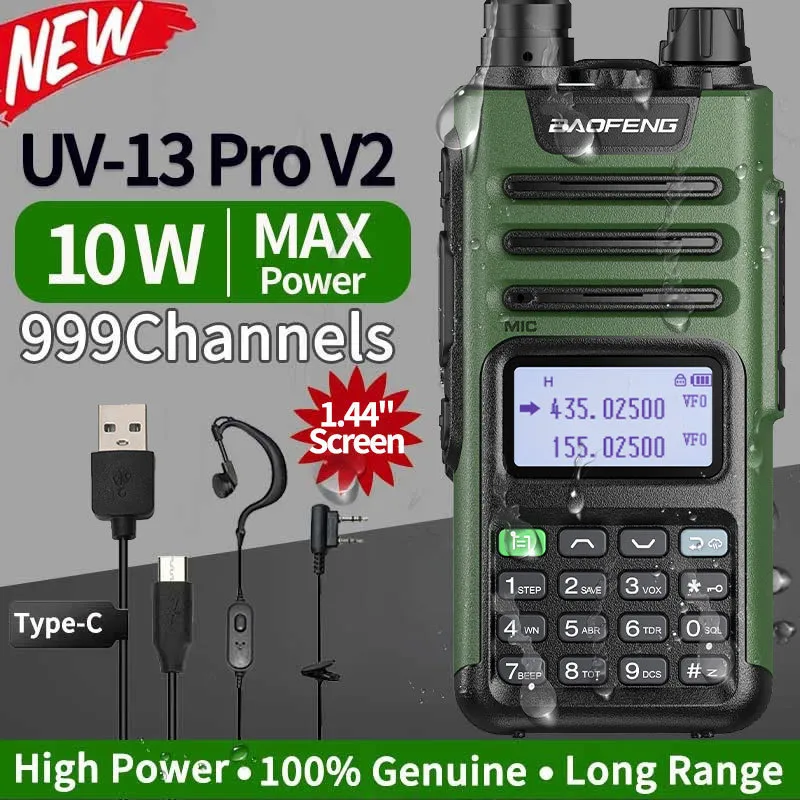 Walkie Talkie BAOFENG UV13 Pro V2 10W Dual Band TypeC Charger Waterproof CB Radio 16KM Long Range Ham UV 5R Two Way 230731