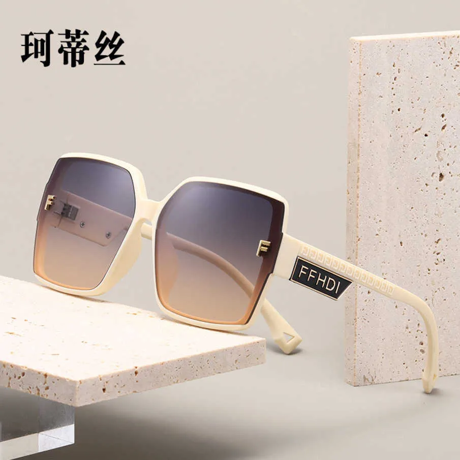 Lunettes de soleil design de luxe 2023 New FF Letter Anti UV Large Lunettes de soleil Half Frame Glasses