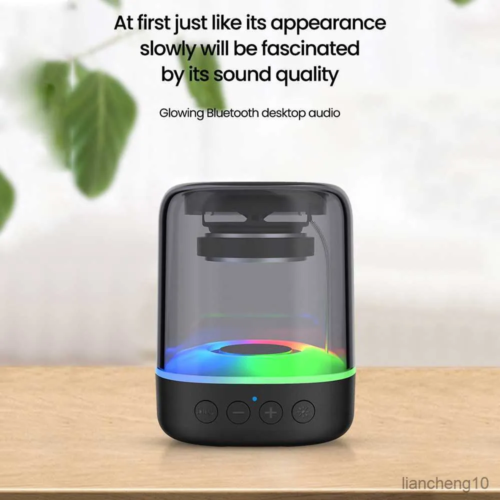 Alto-falantes portáteis Portáteis LED Color Light Bluetooth Bass Home Outdoor Subwoofer Sound Handsfree Wireless R230801