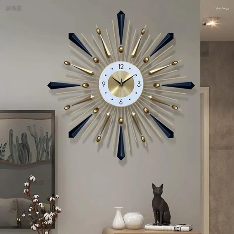 Wandklokken Woonkamer Klok Decoratie Kwarts Kunst Luxe Huis Elegant Cadeau Handen Goud Rond Modern Zwart Reloj Decor