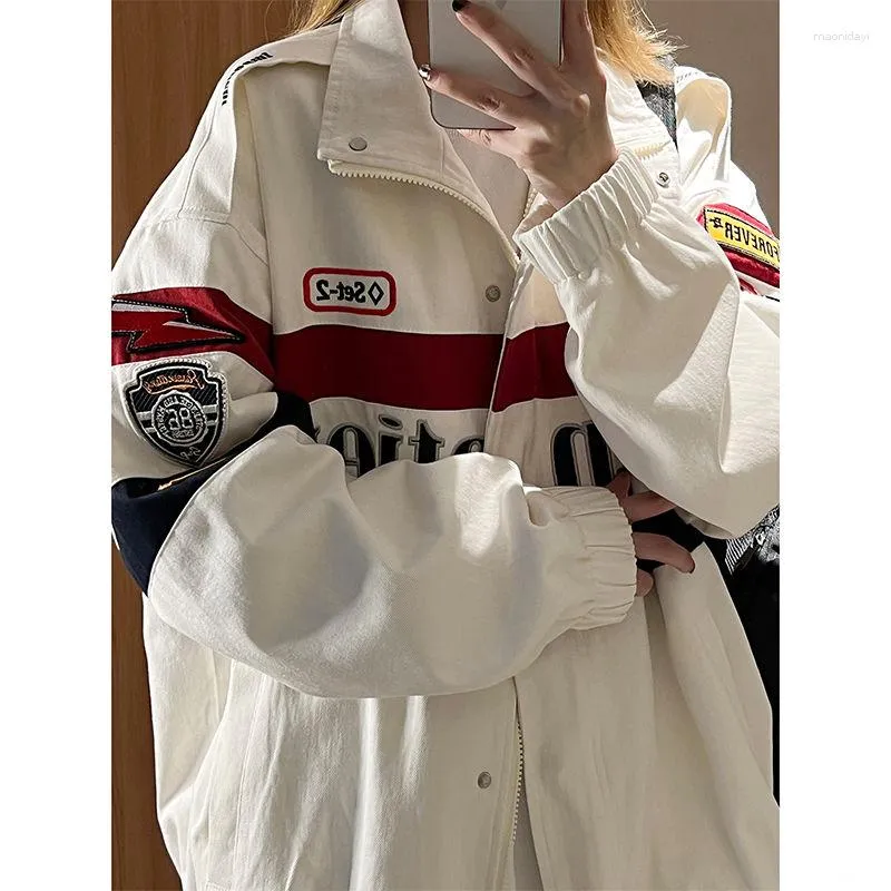 Giacche da donna Deeptown Giacca da corsa vintage da donna Y2k giapponese oversize Streetwear Bomber Harajuku Zip Up Giacca a vento alla moda coreana