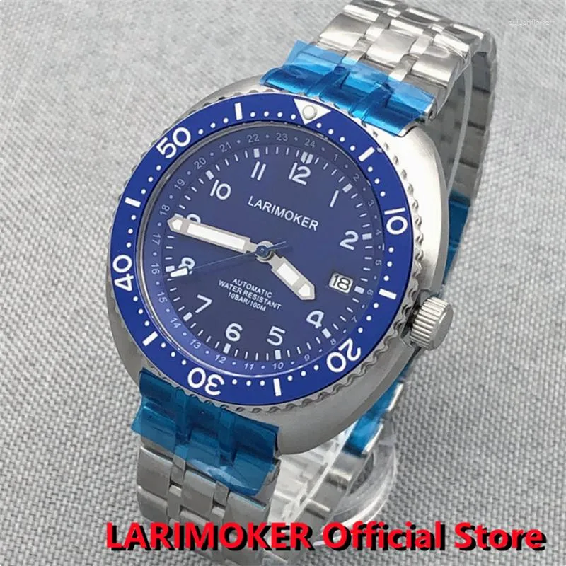 Orologi da polso LARIMOKER Marca 43mm NH35 Orologio da polso meccanico automatico di lusso in acciaio inossidabile Inserto in vetro zaffiro La lunetta in ceramica