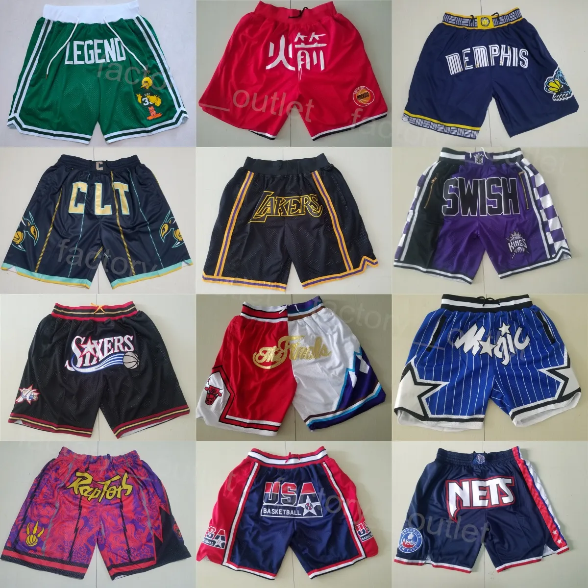 Just Don Basketball Sport Short Team Stitched Shorts Pocket Zipper Sweatpants Wear Drawstring HipPop Justdon Pants Cade Cunningham Michael Porter Jr Jerami Grant