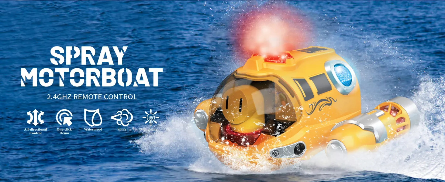 Remote Control Boat Large Large Remote Control Boat: 2.4G Electric RC Submarine Boat With Spray ...