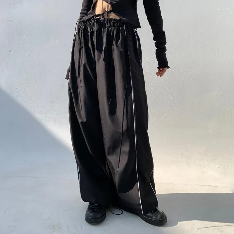 Pantalon Femme Deeptown Y2k Streetwear Baddie Parachute Femme Noir Harajuku Baggy Cargo Pantalon De Jogging Mode Coréenne Hippie Pantalon De Sport