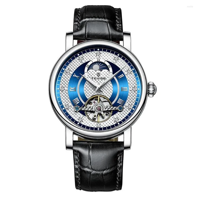 Montres-bracelets de luxe automatique mécanique montre mode hommes cadran trois aiguilles en cuir étanche horloge Relogio Masculino