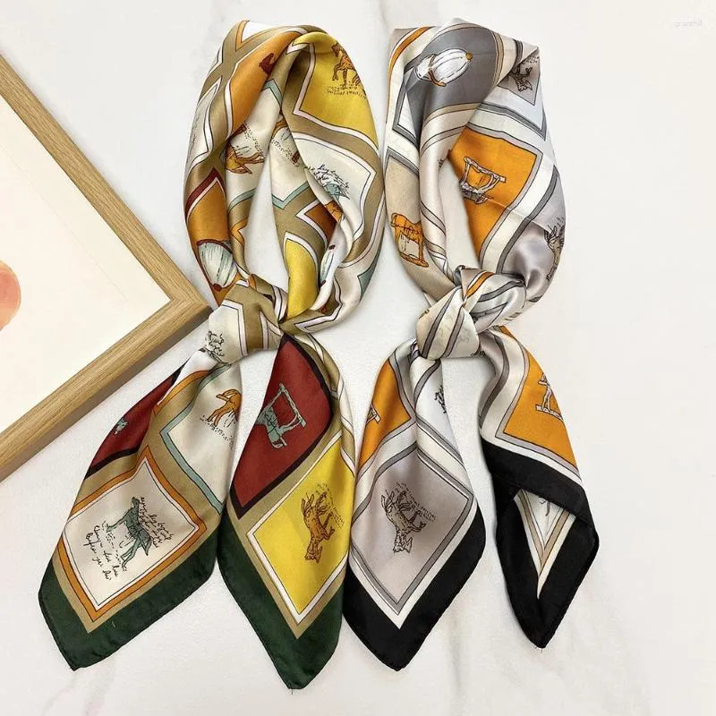 Premium Satin Square Scarf Small 70x70cm Silk Foulard For
