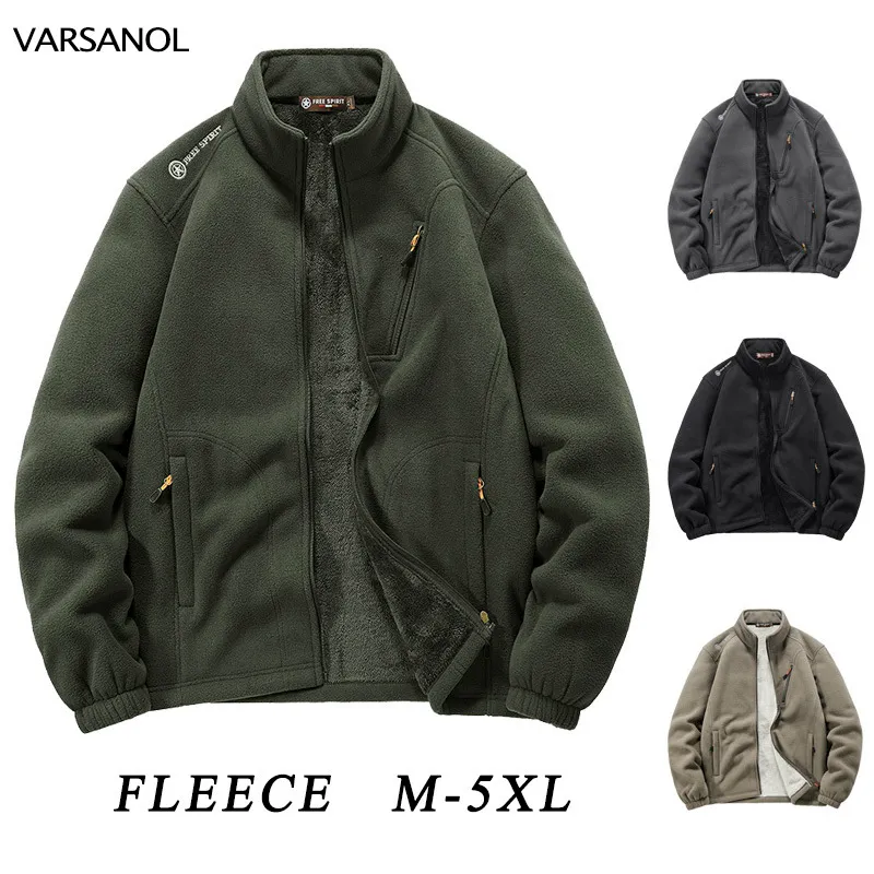 Men's Jackets VARSANOL Army Green Men Jacket Military Winter Full Zip Up Tactical Fleece Coats Mens Outwear Windbreaker Warm Clothing 230731