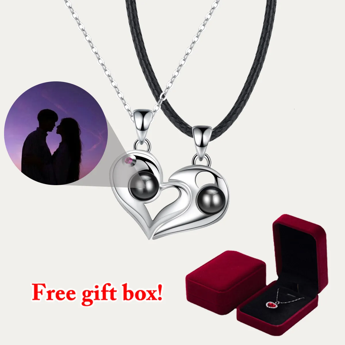 Collares pendientes Collar de amantes S925 Joyería de proyección Po personalizada para novia Regalos de San Valentín 2023 En accesorios de corazón con caja gratis 230731