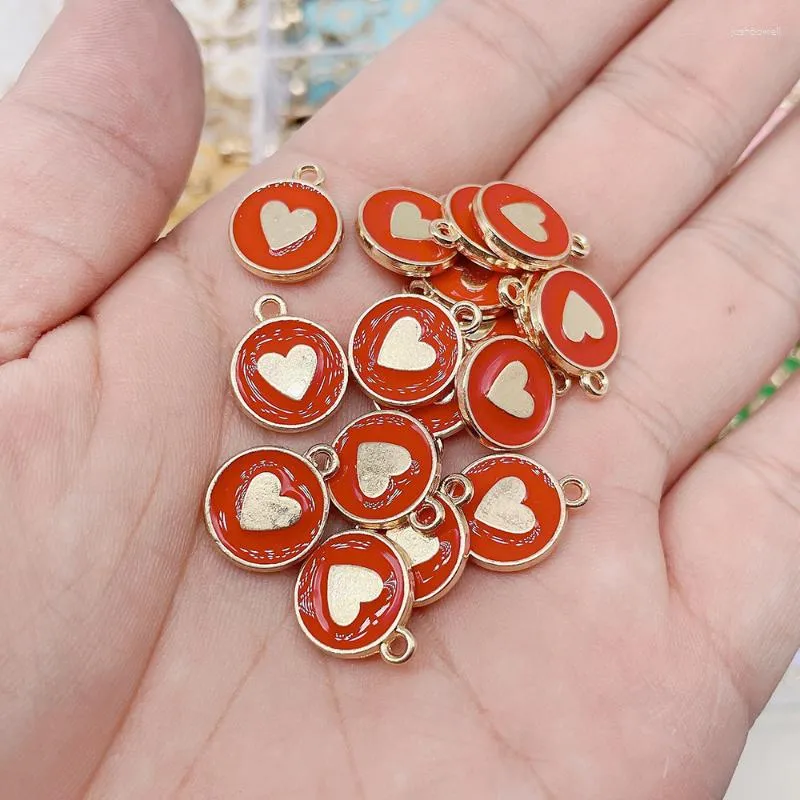 Charms 10pcs Sevimli Kalp Emaye Alaşım Kolye Diy Takı Yapımı Bilezik Kolye Küpe Telefon Aksesuarları Toptan