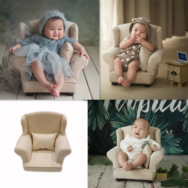 Newborn Photography Props Baby Sofa Hundred Days Posing Props Solid Wood Sofa Full-moon Baby Shooting Accessories