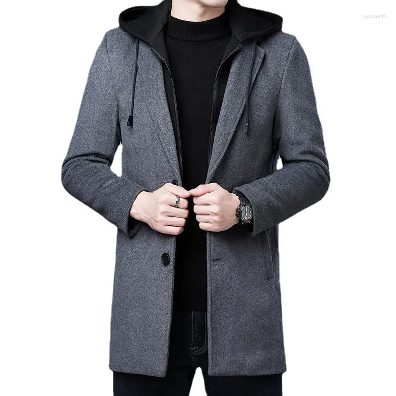 Männer Graben Mäntel 2023 Kleidung Mode Mantel Verdicken Woolen Jacke Mid-länge Winter Warme Mantel Männliche Kleidung S-5XL