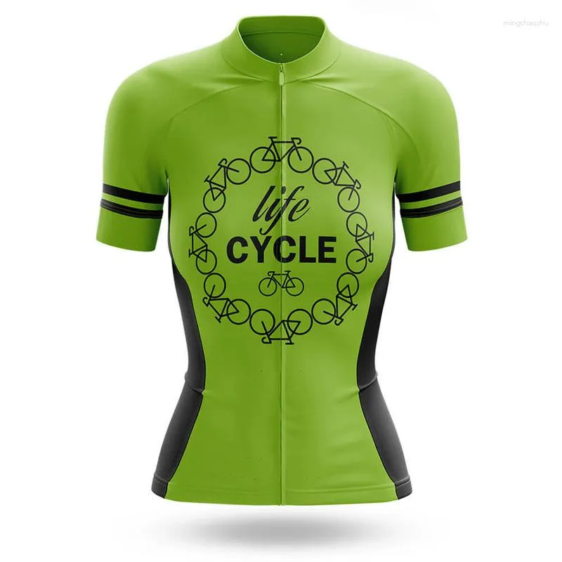 Racingjackor 2023 Cycling Jersey Women Short Sleeve Sport Mtb Bike Wear Quick-Torka Klädcykel Skjorta Green Camisa Ciclismo Feminina