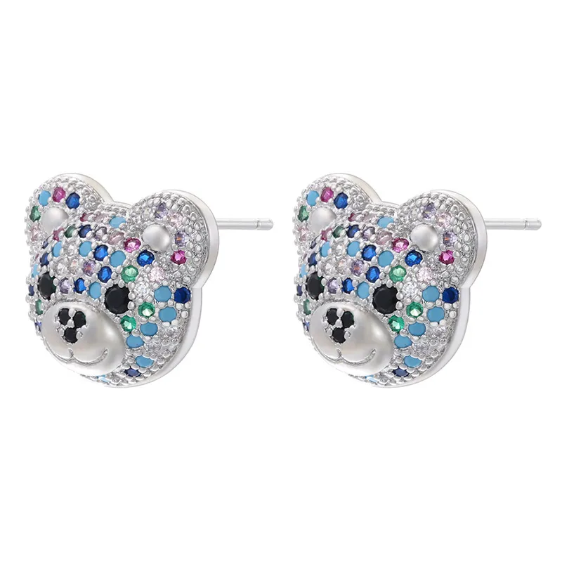 Bijoux colorés de boucle d'oreille d'ours de Zircon Micro Pave pour le cadeau de femmes