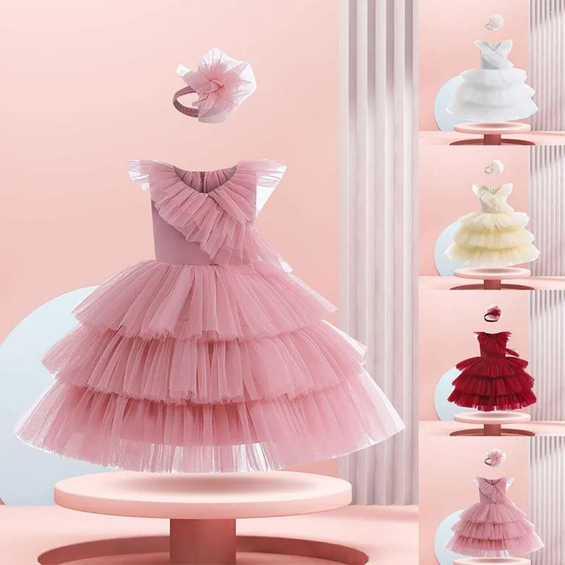 Vestidos De Nina Vestido De Fiesta Y Diadema Con Acabado De Volantes Transparentes Para Ninas Pequenas Conjunto De Ropa De Franela De Dos Piezas De 24 82 DHgate