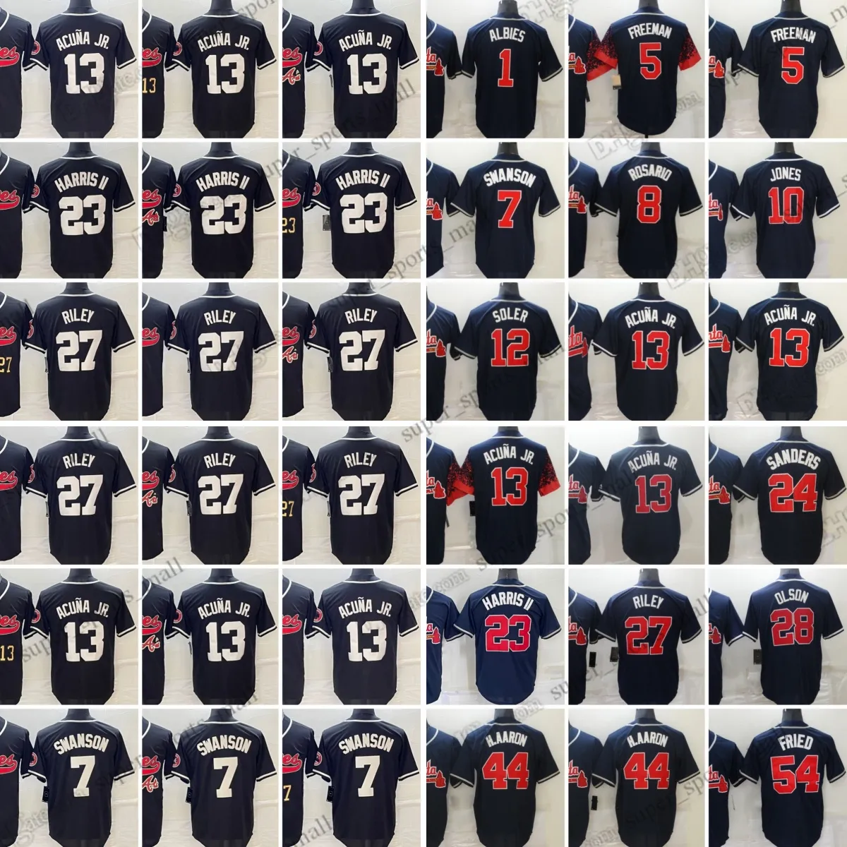 Austin Riley Baseball-Trikots Ronald Acuna Jr. Chipper Jones Dansby Swanson Freddie Freeman Matt Olson Ozzie Albies genähtes Jersey Herrengröße S-3XL