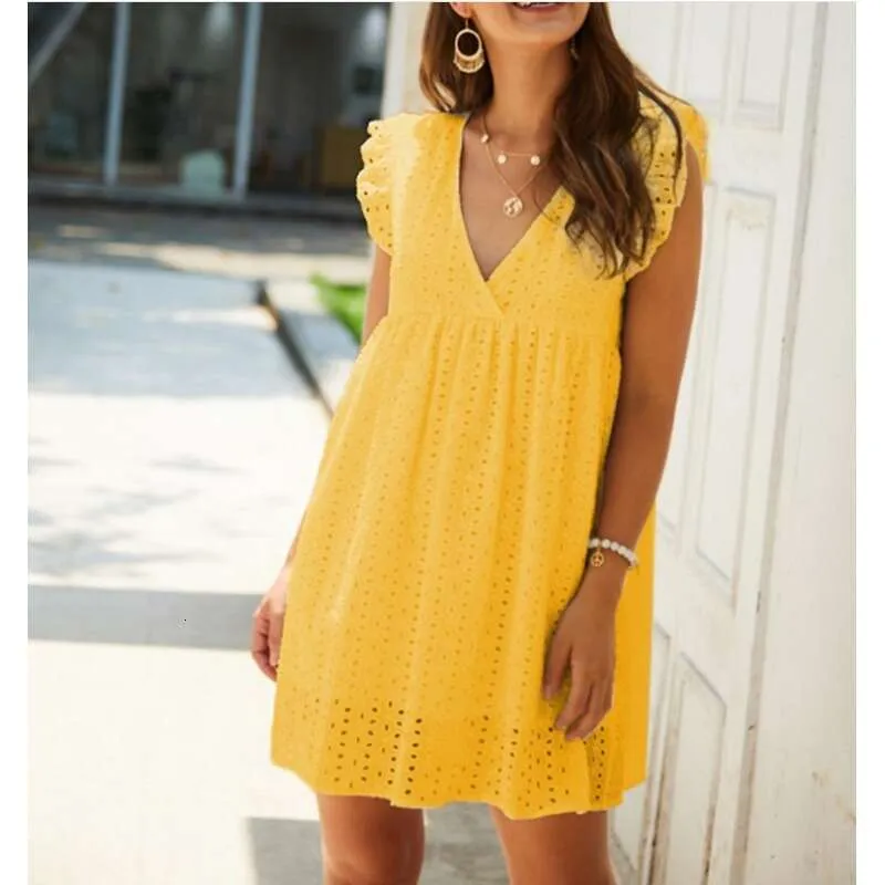 slim fit dress slacks V Neck Short Sleeve Flowy Mini Dress main image 0