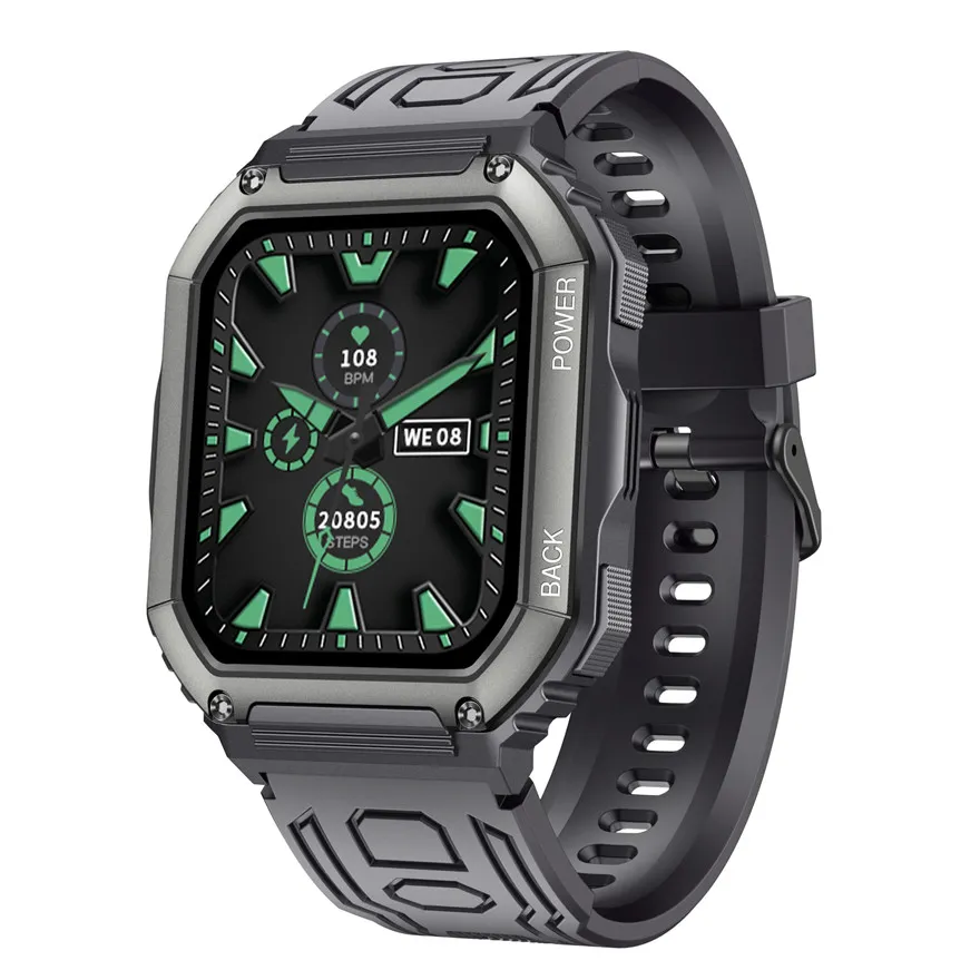 Montre intelligente BT appel musique jouer Assistant vocal 1.8 pouces fréquence cardiaque pression artérielle surveillance de la santé Smartwatch KR06