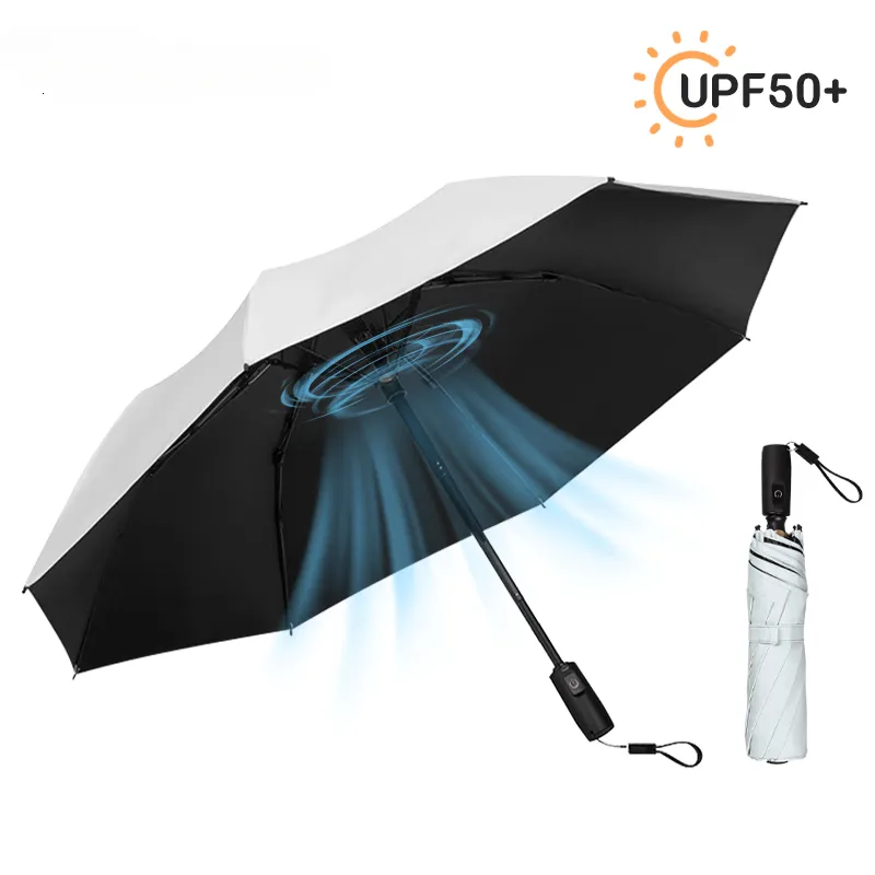 Parapluies haut de gamme USB rechargeable pliable ventilateur parapluie plage parasol créatif portable UV parapluie pliant plage parapluie extérieur 230731