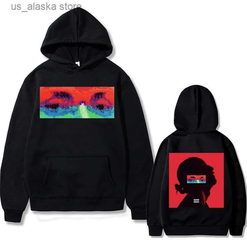 Erkek Hoodies Sweatshirts lomepal jeannine konseri rap hip hop müzik çift taraflı albüm baskı kapşonlu erkek kadın moda hoodies adam rahat gevşek sweatshirt t230731