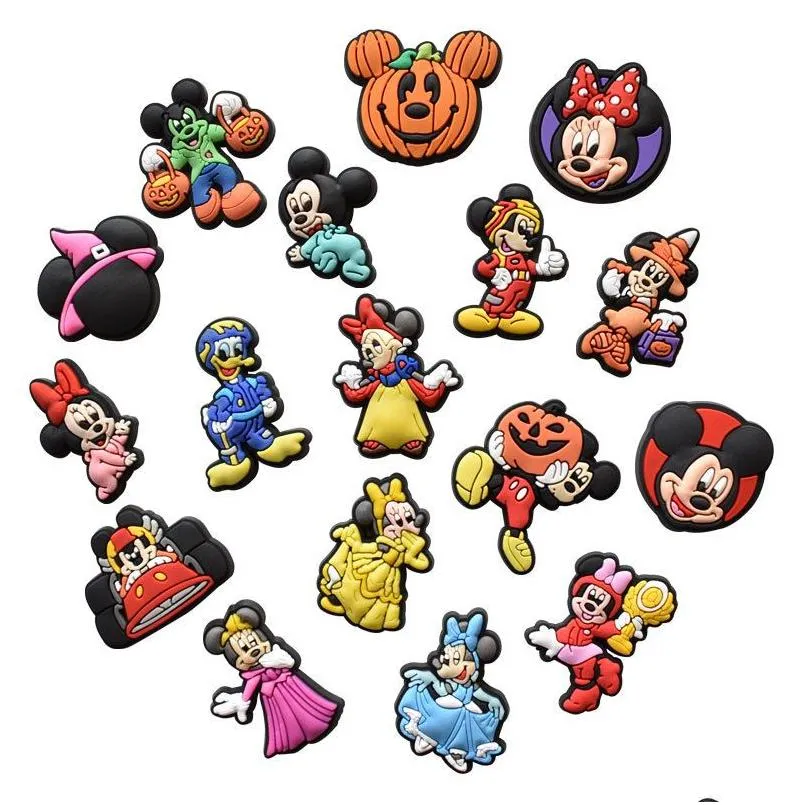 Other Charms Wholesale Halloween Princess Duck Mouse Cartoon Shoe Accessories Pvc Decoration Buckle Soft Rubber Clog Fast Drop Delivery Dhe74