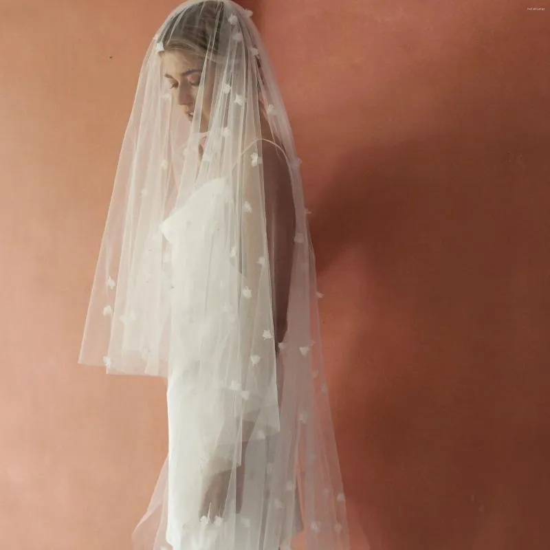Свадебные вуали Topqueen 3D цветы жемчужины 3 метра роскошные длинные свадебные вуаль собор 2 Установки.