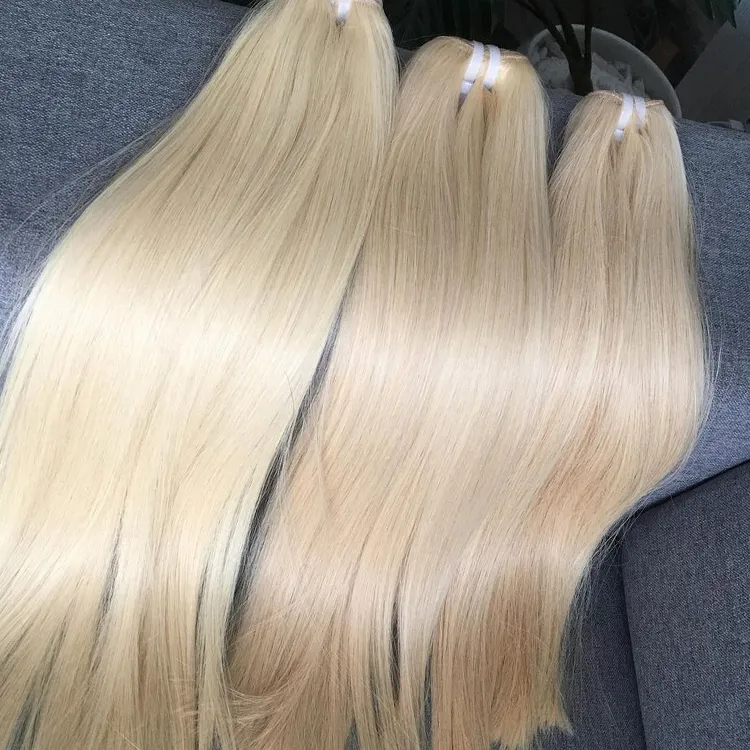 Partihandel 1 buntar affär 613 rak 100% vietnamesiska råa mänskliga blondin dubbeldragna hår wefts obearbetat hårförlängning