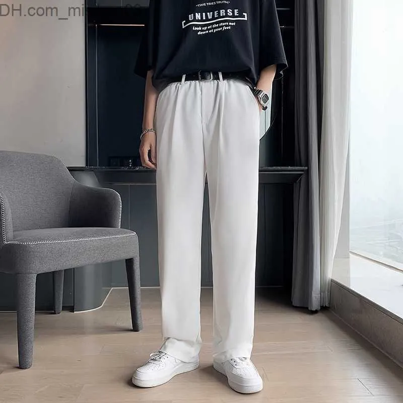 Korean Fashion Mens Solid Color Browon Pants Thin, Smart, And