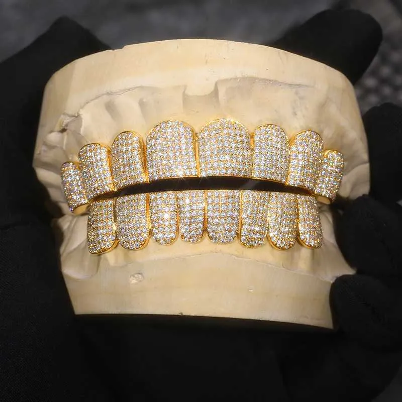 Maßgeschneiderte personalisierte Vvs Vvs1 Moissanit Diamant Herren Hip Hop 14k Weißgold Iced Out 18k Goldplatte Grillz Zahndekoration