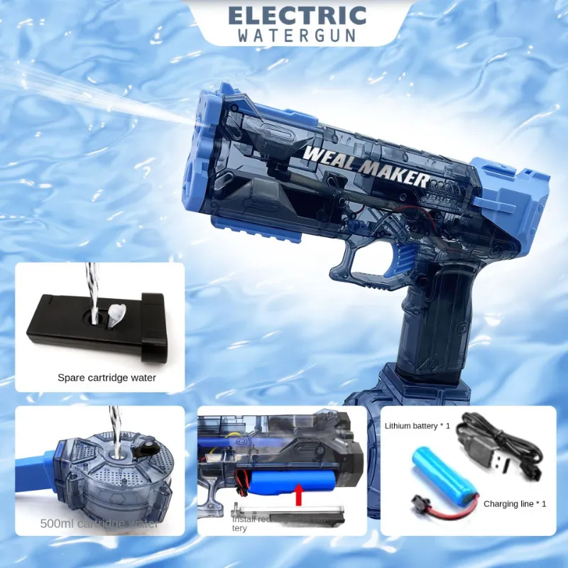 Gun Toys Fullautomatic Continuous Firing Electric Water Gunsummer Children's Large CapacityPool Summeroy TorgiftsToys 230731