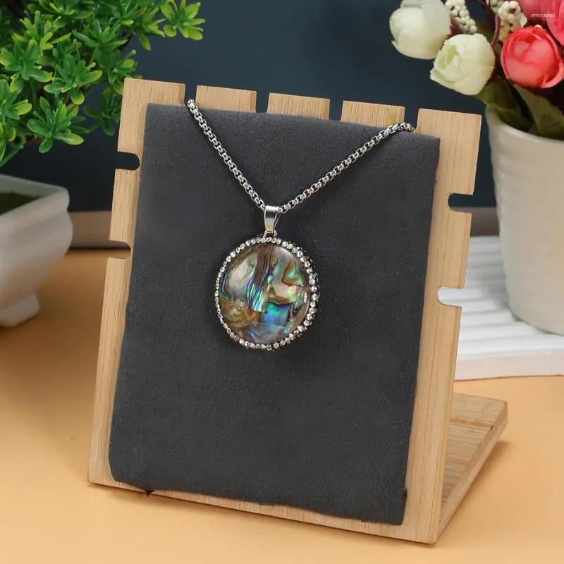 Pendant Necklaces Natural Abalone Shell Necklace Round Shape 18K Silver Color Chains For Making DIY Jewerly Party Gift