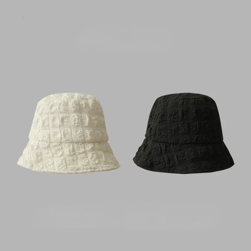 Sombreros de ala ancha Cubo 2023 Sección delgada japonesa Sombrero de pescador plisado Verano de las mujeres Ins Protector solar Ocio Panamá Gorros 230801