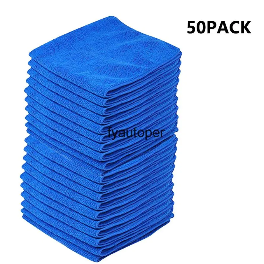 Blue Car Wash Microfiber Towel Cleaning Drying Soft Cloth Hemming e Detailing 30CMX30CM2521