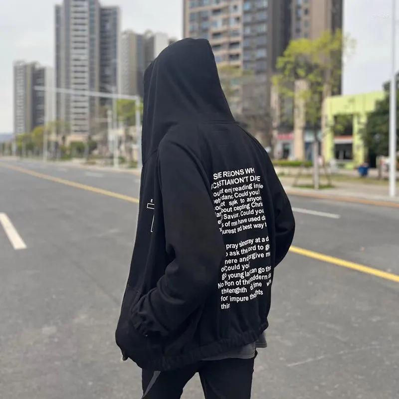 Vestes pour hommes Manteau ERD Melancholy Rich Second Generatio High Street Print Oversized Trendy Streetwear Y2K Black Clothing