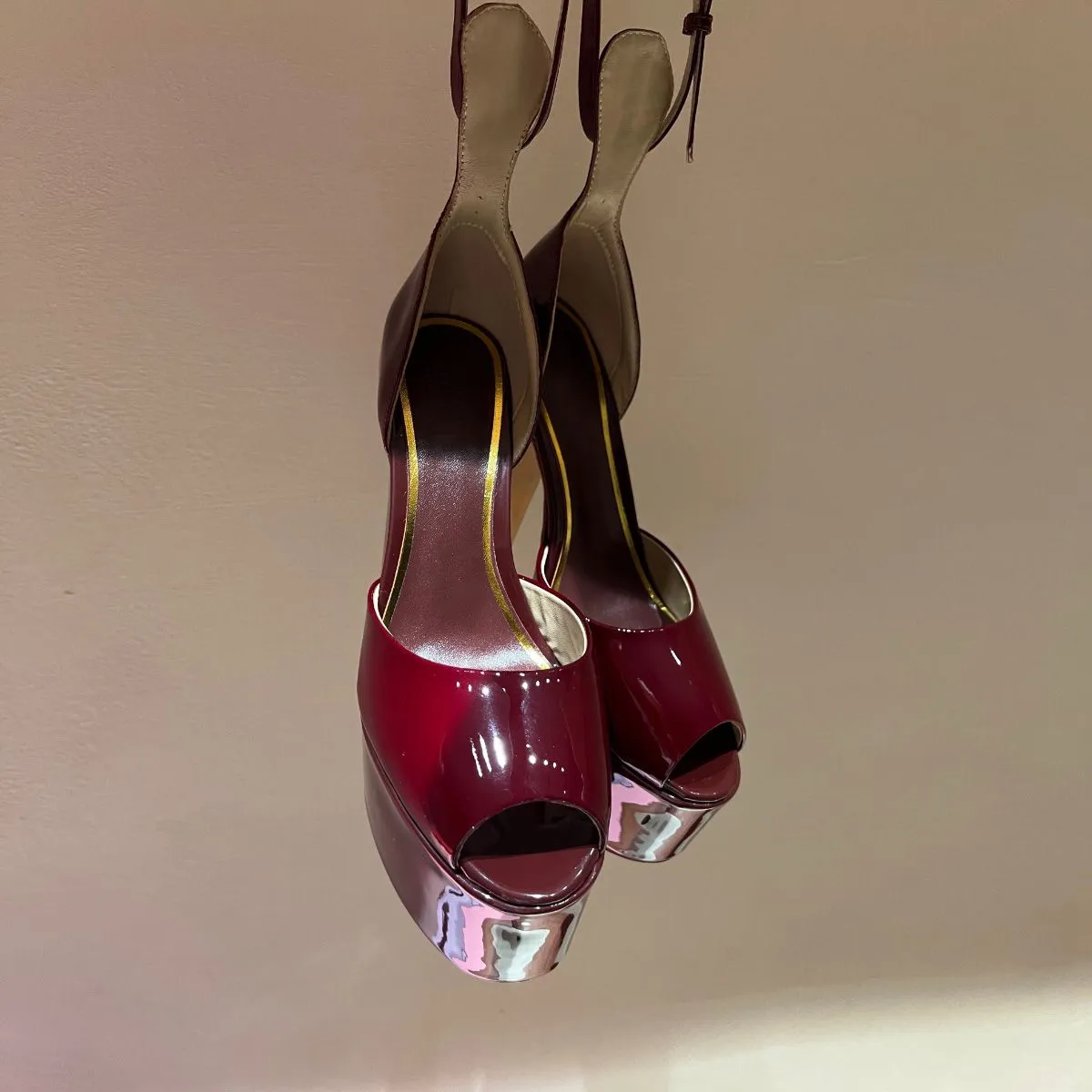 Tan thick heel shoes top