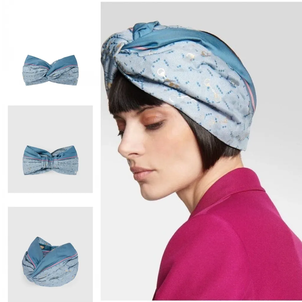 Save Big on Bulk Designer Silk Elastic Blue And Light Blue Headbands Women  Luxury Girls PRINT WITH HORSEBIT SILK HEADBAND Hair Bands Scarf Hair