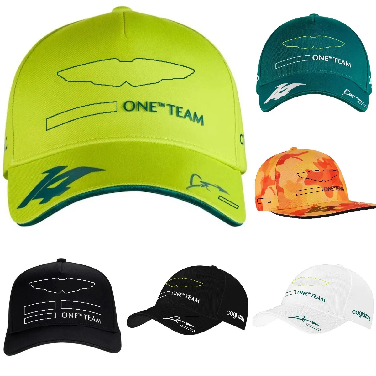 2023 neue F1 Driver Racing Cap Formel 1 Team Green Baseball Cap Sommer Herren Damen Mode gebogene Krempe Stickerei Caps Sonnenhut