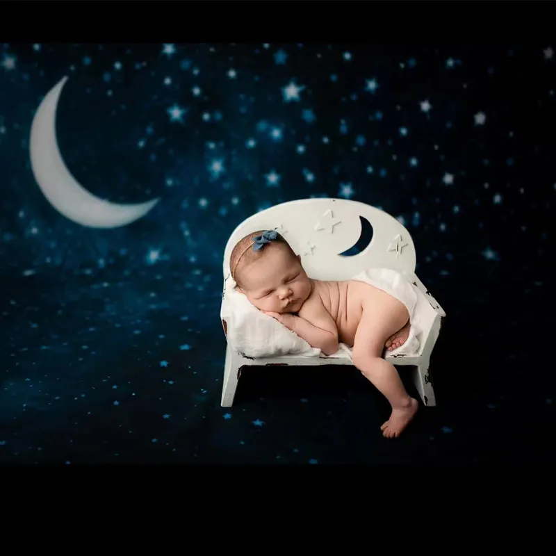 Newborn Photography Props Small Wooden Bed Baby Shooting Props Do Old Full Moon Baby Photo Bed Posing Props