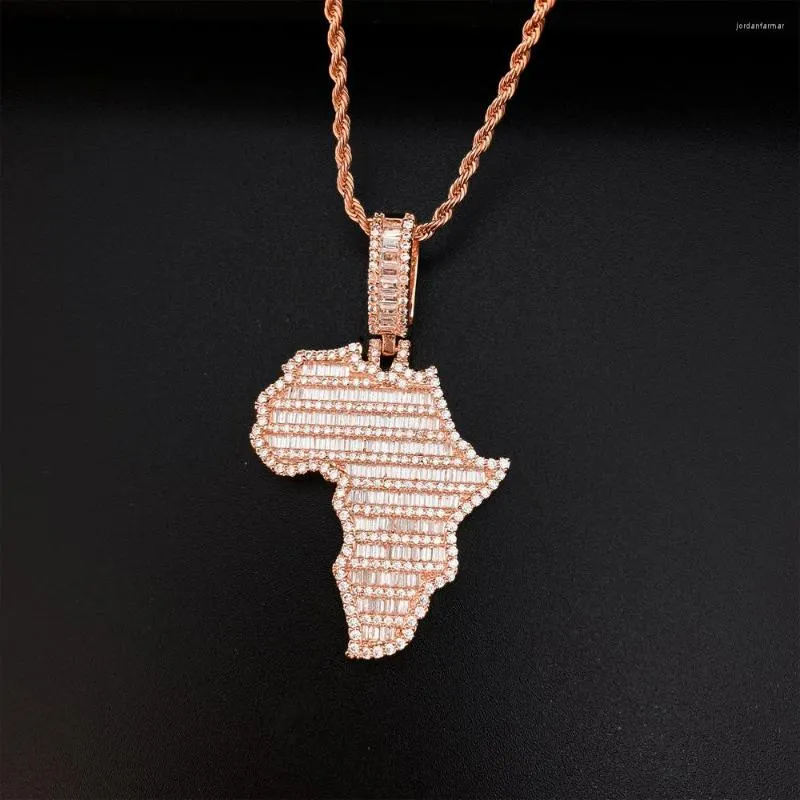 Hanger Kettingen SNQP Afrika Kaart Ketting Mannen Vrouwen Ethiopië Sieraden Groothandel Zircons Hip Hop Sieraden.