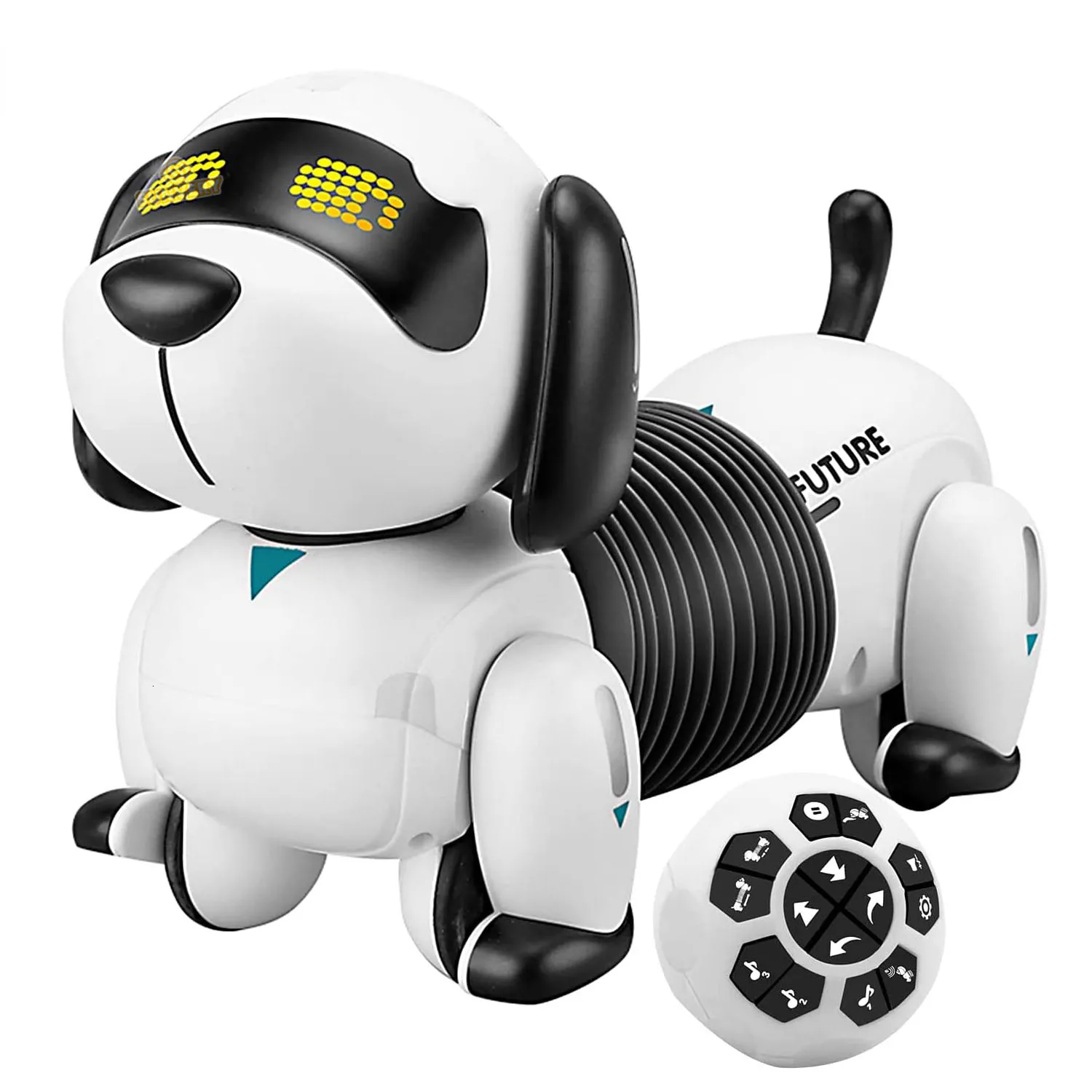 Elektrische RC Dieren Afstandsbediening Robot Puppy Hond RC Interactieve Slimme Elektronische voor Kinderen Zingen Programmeerbare Huisdieren met Geluid 230801