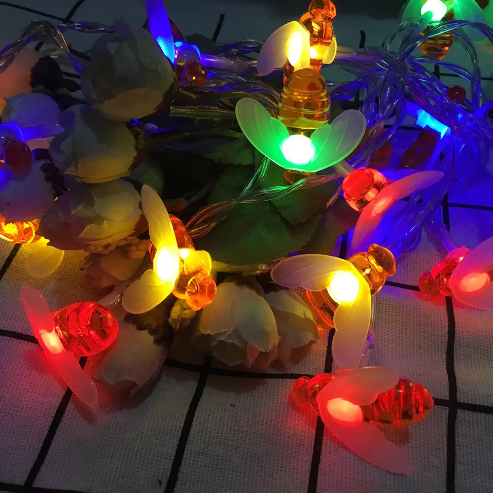 Solar String Lights With 20 LED Cute Bee For Wilko Garden