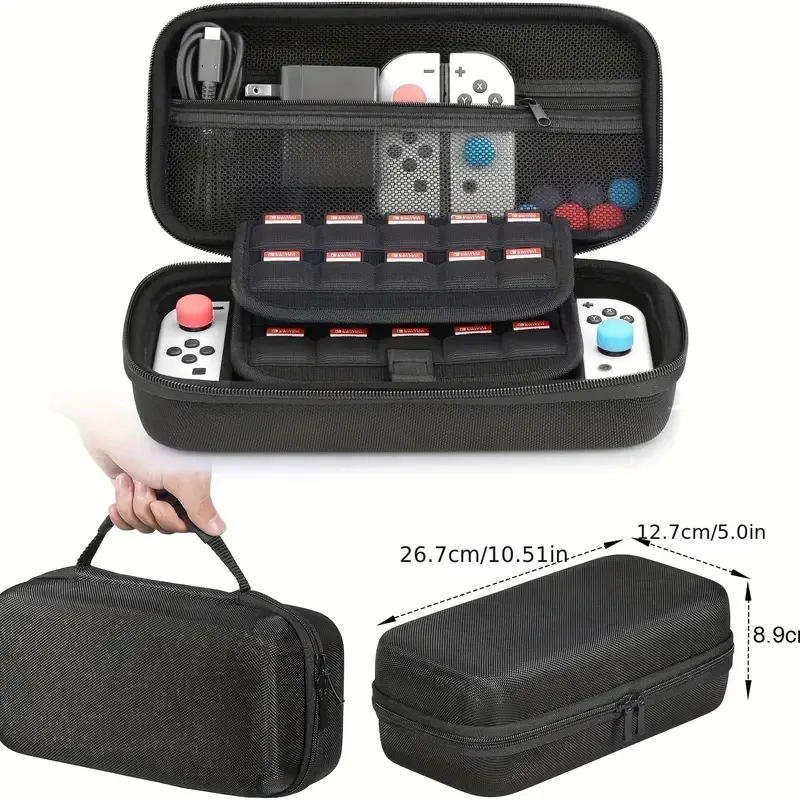 حالة متوافقة مع Nintendo Switch Carry Case Cover Cover Case 6 Joycon Grips و Playstand for Thumb Grips Caps for Nintendo Switch