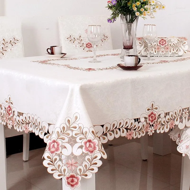 테이블 천 유럽 스타일 중공 홈 -유사 단순한 고급스러운 시골 직사각형 식탁보 주방 장식
