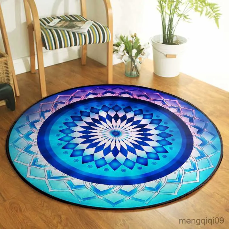 Dywany yin yang tai chi kwiat życia okrągły dywan do dekoracji salonu dywany do sypialni estetyczne dekoracje do dekoracji mata podłogowa R230801