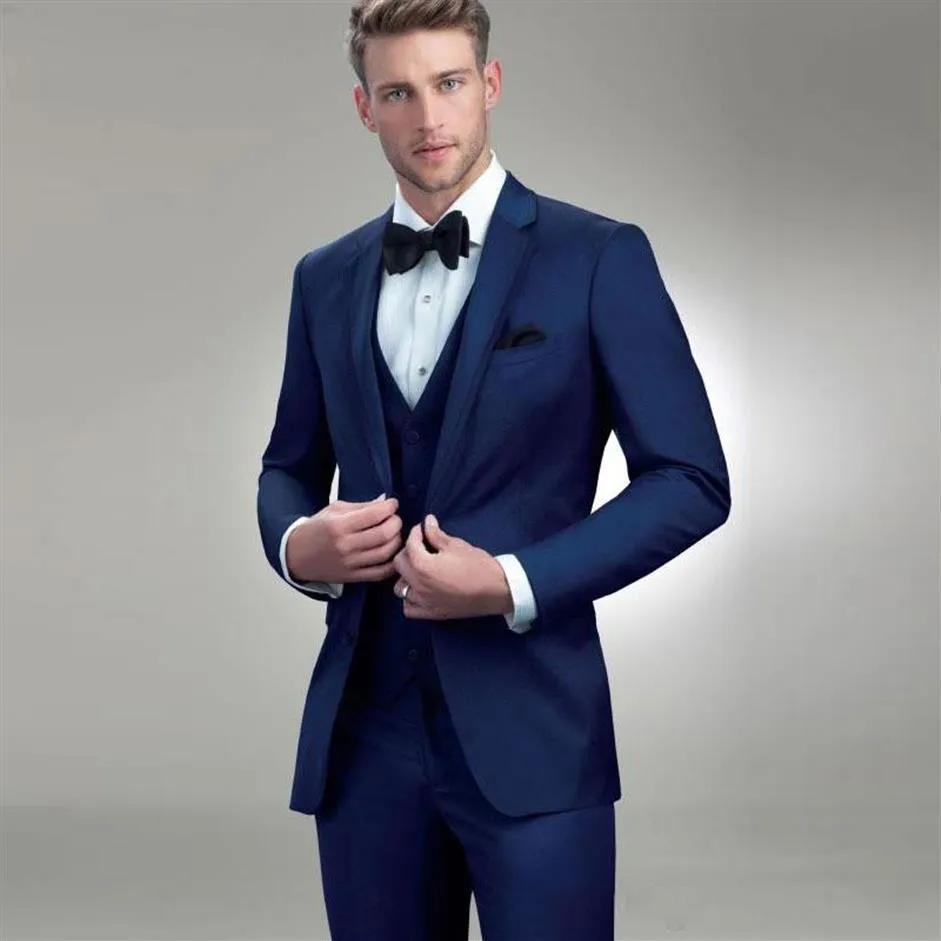 Ternos masculinos de grife azul real padrinhos de casamento smoking de lapela entalhada terno de noivo feito sob encomenda blazers formais com jaqueta calças Ves266H