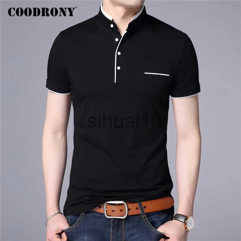 T-shirts pour hommes COODRONY Marque D'été À Manches Courtes T-shirt Hommes Coton T-shirt Homme D'affaires Décontracté Col Montant T-Shirt Hommes Vêtements C5100S J230731