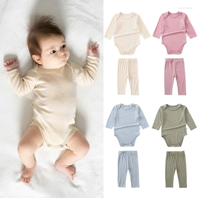 Giyim Setleri Doğum Giysiler Bahar Bebek Kız Kıyafet Toddler Uzun Kollu Romper Pantolon Ev Pijamaları İki Parça Bebek Günlük Takımları