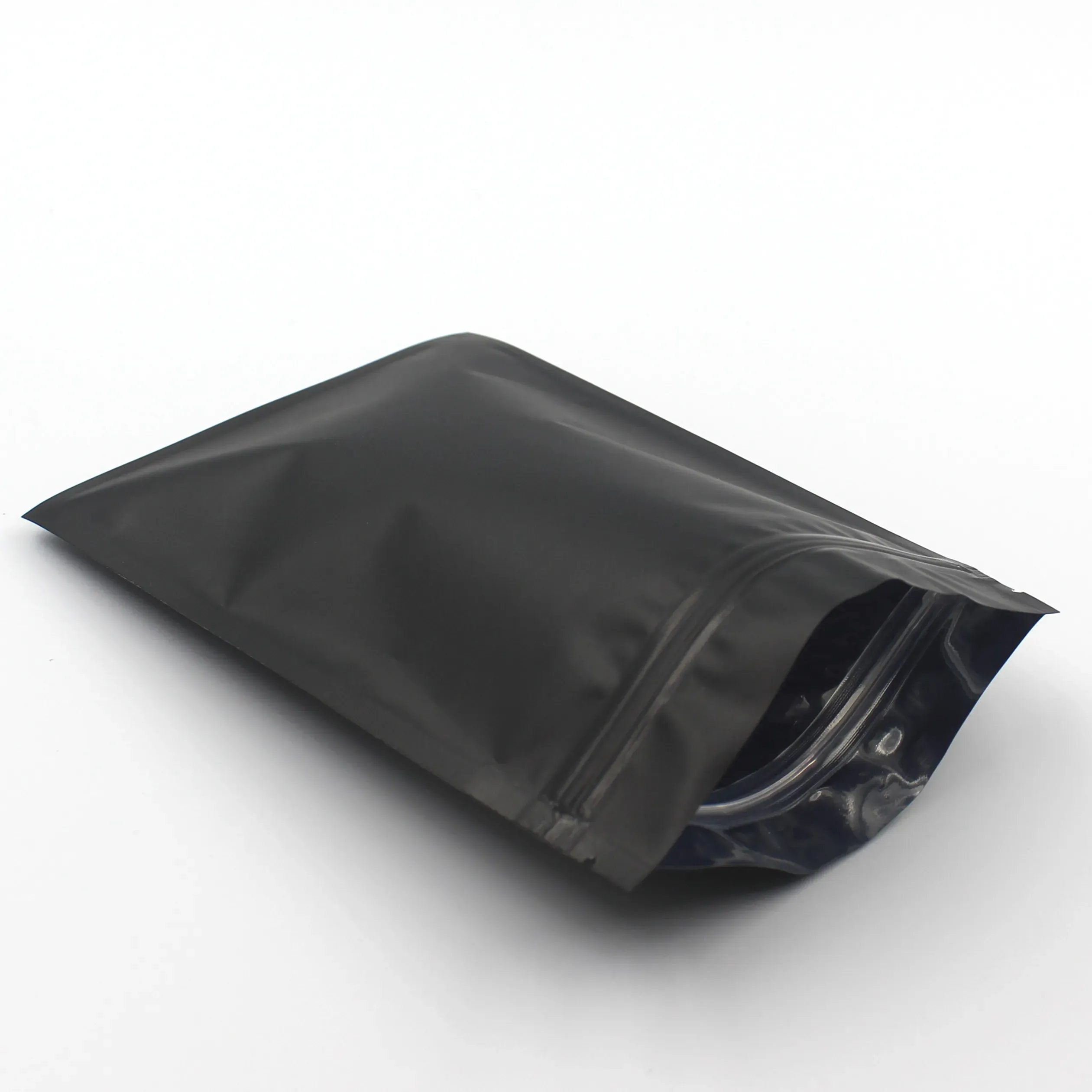 High-end Matte Black Small Aluminum Foil Zip Lock Plastic Bags Smell Proof Herb Powder Heat Sealable Flat Ziplock Bag Pouch