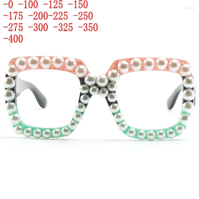 Sunglasses Fashion Women Cat Eye Myopia Glasses Bling Pearl Color Crystal Diamond Frame Eyewear Anti Blue Light Reader UV400 XN